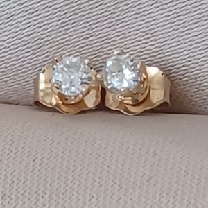 Solid 14K Yellow Gold 2.8mm approx  Round Diamond Stud Earrings